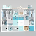 White and Blue Baby Wardrobe with Clothes LEGO Books and Storage Compartments