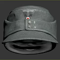 Stylish Light Blue Fabric Hat With Decorative Buttons And Emblem Detail Design