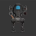 Armored Metallic Robot Design With Blue Display Arm Weapon And Mechanical Legs