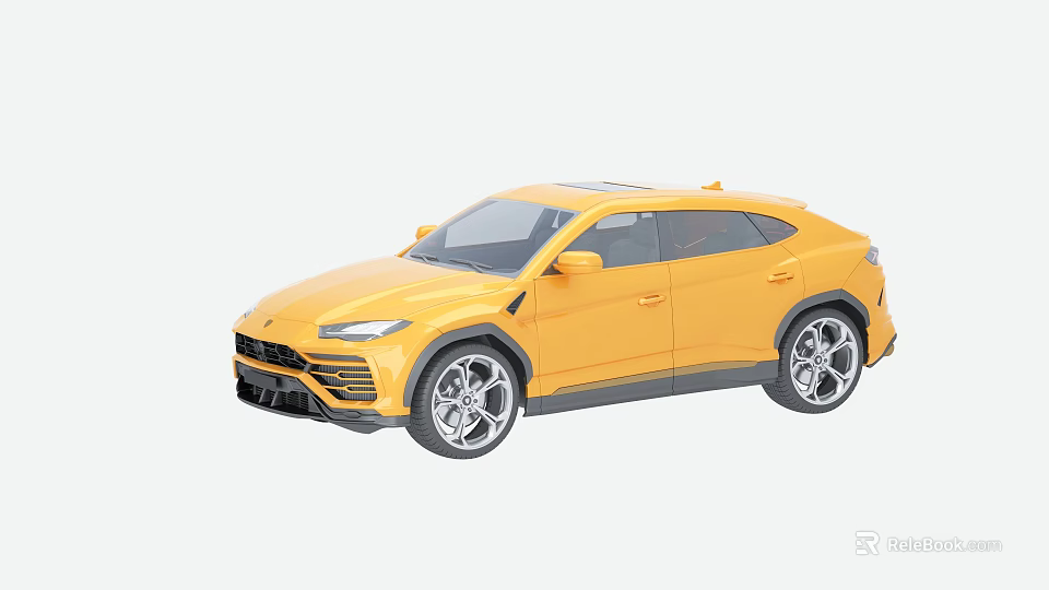Yellow Lamborghini SUV with Sporty Exterior Design and Large Alloy Wheels 3d model 