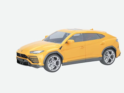 Yellow Lamborghini SUV with Sporty Exterior Design and Large Alloy Wheels 3d model