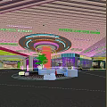 Shopping Mall Stores Interior With Circular Ceiling Wooden Decor Green Plants And Seating Area