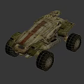 Military Weapon Mounted On Off Road Combat Vehicle With Green White Red Stripes