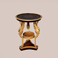 Elegant Round Side Table With Gold Carved Legs And Decorative Black Tabletop Design 3d model