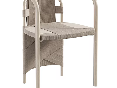 Modern Bar Stool With Woven Seat Arched Backrest And Metal Frame Design 3d model
