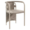 Modern Bar Stool With Woven Seat Arched Backrest And Metal Frame Design