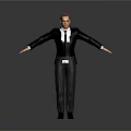 Game and Movie Character Wearing Black Suit White Shirt with Arms Outstretched Standing Pose