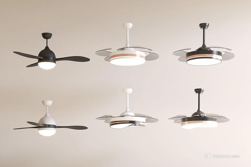 Modern Ceiling Fan Lights With Various Designs And Color Options For Home 3d model 