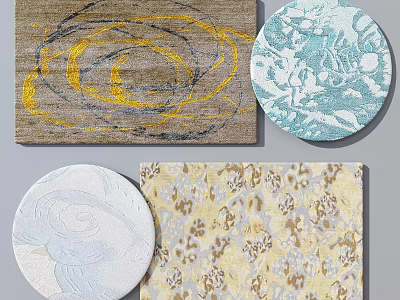 Square Rugs With Various Abstract Patterns And Colorful Designs For Home Decor 3d model