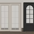 White Double And Black Single Doors With Glass Panels Arched Top And Golden Handle