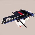 Industrial Table Saw With Blue White Body Black Rails And Red Buttons