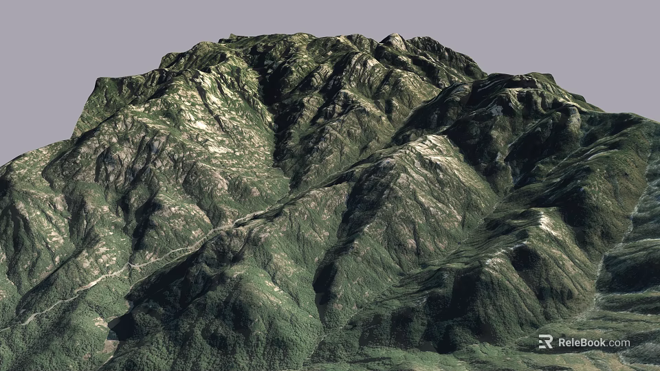 Lush Green Mountain Landscape With Natural Ridges And Dense Vegetation 3d model 