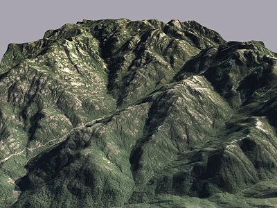 Lush Green Mountain Landscape With Natural Ridges And Dense Vegetation 3d model