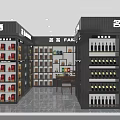 Aerial View of Premium Tea Shop Interior With Shelves Counter Seating Area and Tables