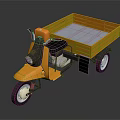 Yellow Cargo Motorcycle With Open Tray Black Body And White Wheels