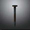 Metal Hardware Tool Teal And Brown Textured Screw For Construction Projects 3d model