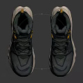 High Top Navy Blue White Shoes With Yellow Accents And Textured Soles