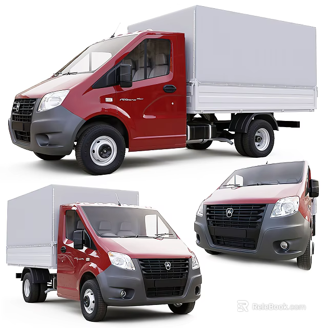 Red Commercial Panel Van Truck Multi Angle Displays 3d model 