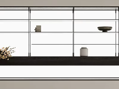 Modern Shelving Unit With Multiple Layers Holding Books Bowl Vase And Plant 3d model