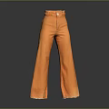 Stylish Orange Wide Leg Pants With High Waist Design And Loose Fit