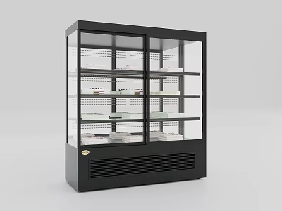 Black Double Door Refrigerator Freezer with Glass Doors Multiple Shelves and Ventilated Base 3d model
