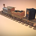 Cartoon Train Toy Train Steam Train Building Blocks Train Gold Transport Train 3d model