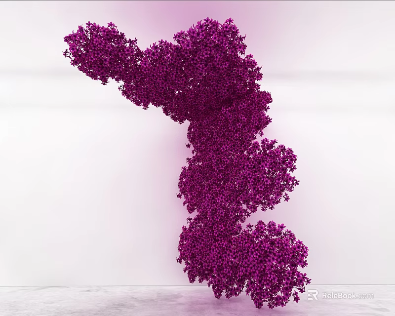 Purple Flower Sculpture Curved Art Installation Against White Background Modern Decorative Piece 3d model 