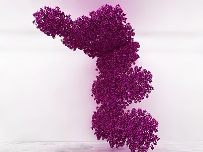 Purple Flower Sculpture Curved Art Installation Against White Background Modern Decorative Piece 3d model