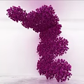 Purple Flower Sculpture Curved Art Installation Against White Background Modern Decorative Piece