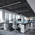 Modern Public Office Space With Spacious Workstations Computers Ergonomic Chairs And Bright Lighting
