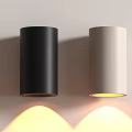 Modern Black and Beige Downlights Spotlights Mounted on the Wall with Yellow Light Projection