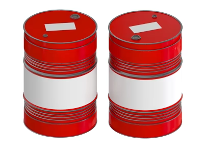Industrial Equipment Including Two Red Oil Drums With White Labels For Storage 3d model