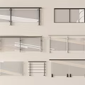 Different Styles Of Modern Glass Railings With Transparent Panels And Metal Frames