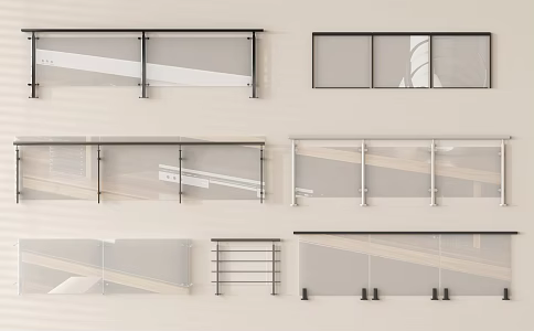 Fence Guardrail Glass Railing 3d model