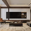 Modern Living Room Interior Design With TV Wall Fireplace White And Dark Cabinets