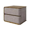 Modern Wooden Top Nightstand With Two Gray Fabric Drawers Minimalist Design For Bedroom Decor