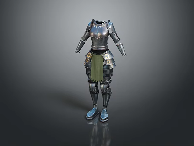 Character Armor Design With Metal Chest Plate Leg Guards And Boots 3d model