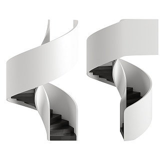 modern revolving staircase minimalist staircase white staircase 3d model