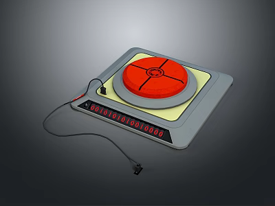 Household Electric Griddle With Red Heating Plate Gray Base Digital Display And Power Plug 3d model