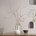 Minimalist Ceramic Vases With Plants And Flowers On Wooden Tabletop Modern Decorative Wall