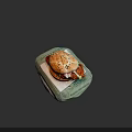 Delicious Fried Chicken Burger With Sesame Seed Bun And Green Wrapper With Text