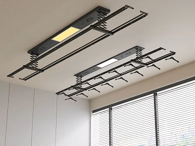 Ceiling Mounted Electric Clothes Hanger With Lighting 3d model