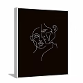 Abstract Painting With Minimalist Continuous Line Facial Profiles On Black Background