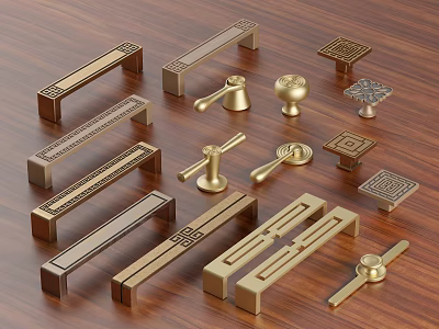Brass Cabinet Handles With Various Designs For Furniture And Cabinets 3d model