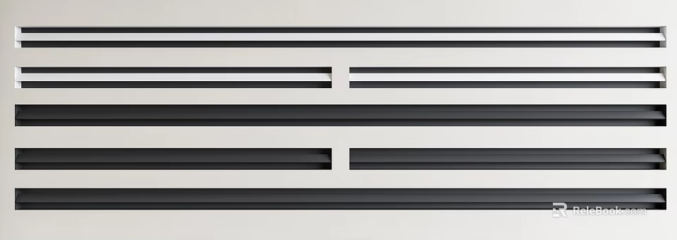 Modern Style Air Conditioner Vent With Black White Stripes And Grille Design 3d model 