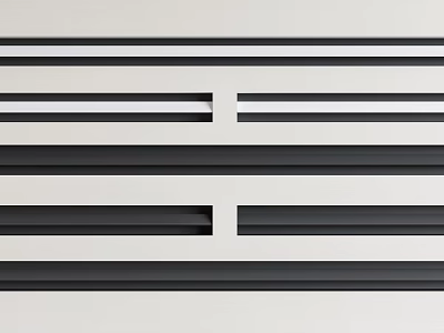 Modern Style Air Conditioner Vent With Black White Stripes And Grille Design 3d model