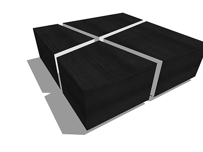 Modern Black Wooden Coffee Table With Cross Metal Accents And Contemporary Design 3d model
