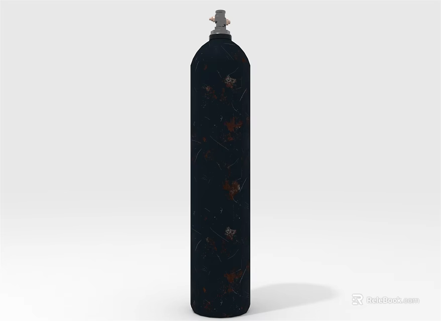 Commercial Black Gas Cylinder With Steel Valve Top As Essential Business Equipment 3d model 