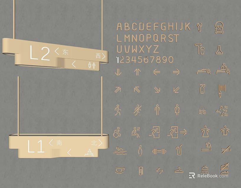Commercial Equipment For L1 South L2 East Area With Letters Numbers Symbols 3d model 
