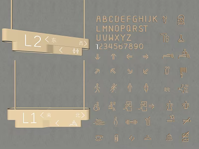 Commercial Equipment For L1 South L2 East Area With Letters Numbers Symbols 3d model